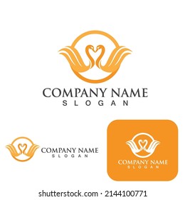 Logotipo de cisne y vector de símbolo