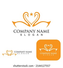 Logotipo de cisne y vector de símbolo