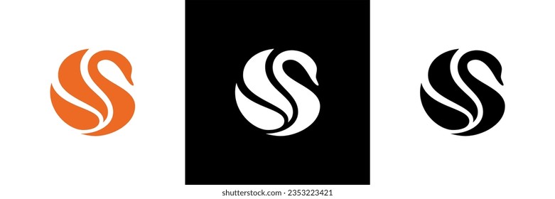 Logo del cisne y vector del símbolo. Resumen del icono del logotipo minimalista swan