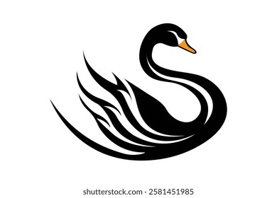 swan logo and symbol vector. swan logo,goose or duck icon design vector in trendy and abstract luxury line outline style