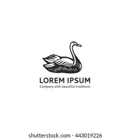 Swan logo template. Logo bird logo template. Vector logo Swan