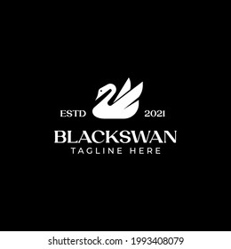 Plantilla De Logotipo De Swan En Ilustración De Vector De Fondo Negro Aislado