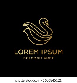 Swan Logo Template, Swan Lineart Logo Golden Royal Premium Elegant Design