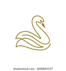 Swan Logo Template, Swan Lineart Logo Golden Royal Premium Elegant Design