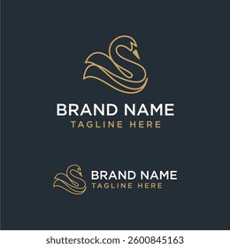 Swan Logo Template, Swan Lineart Logo Golden Royal Premium Elegant Design