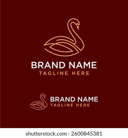 Swan Logo Template, Swan Lineart Logo Golden Royal Premium Elegant Design