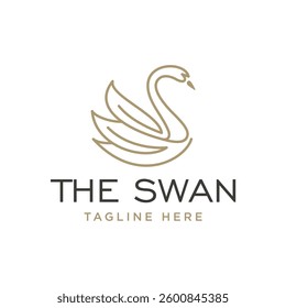 Swan Logo Template, Swan Lineart Logo Golden Royal Premium Elegant Design