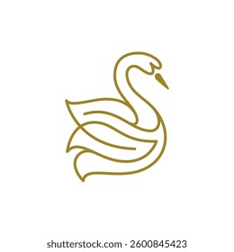 Swan Logo Template, Swan Lineart Logo Golden Royal Premium Elegant Design