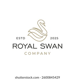 Swan Logo Template, Swan Lineart Logo Golden Royal Premium Elegant Design