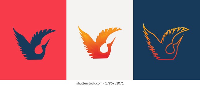 Logo de Swan Plantilla diseño de ilustración vectorial.silueta swan flapping wings logo.swan línea vectorial arte diseño de logotipo negro mínimo para agencia de la empresa tienda de belleza 