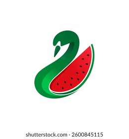Swan Logo Template, Swan and Watermelon Logo Design