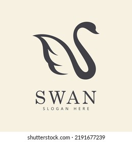 swan logo vector. Abstract minimalist logo icon swan