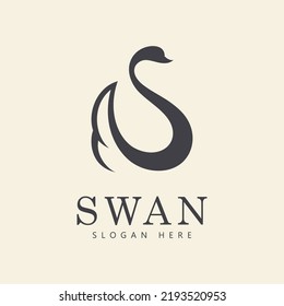 swan logo vector. Abstract minimalist logo icon swan