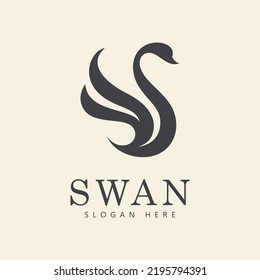 swan logo vector. Abstract minimalist logo icon swan