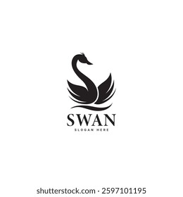 swan logo vector. Abstract minimalist logo icon swan