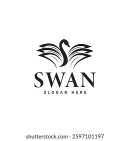 swan logo vector. Abstract minimalist logo icon swan