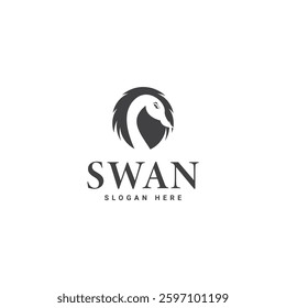 swan logo vector. Abstract minimalist logo icon swan