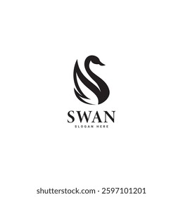 swan logo vector. Abstract minimalist logo icon swan