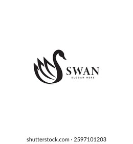 swan logo vector. Abstract minimalist logo icon swan
