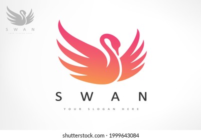Vector de logotipo de cisne. Diseño de aves.