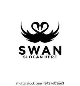 Swan logo vector design , elegant simple swan logo template