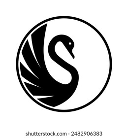 swan logo. swan vector logo or icon in circle
