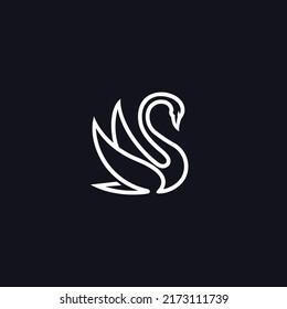 Swan logo vector icon line illustration