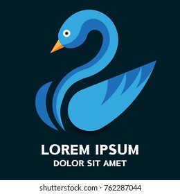 Swan logo . Vector illustration isolated on background .
