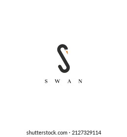 swan logo vector illustration - Vector template of swan with initials letter S for logo design