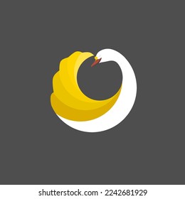 Vector de logotipo de cisne sobre fondo gris 
