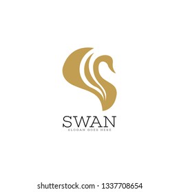 Swan logo vector. Swan logo template. Poultry logo vector. Poultry logo template