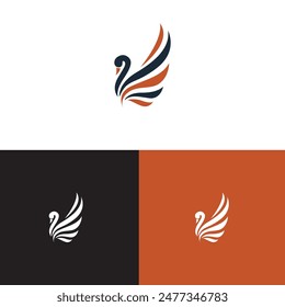 Swan logo vector. The logo uses 3 colored backgrounds, black and white and white and brown.