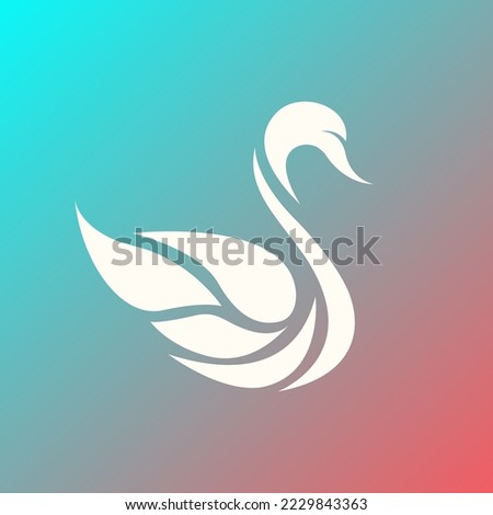 Swan logo.Bird animal shape isolated on colorful background.Vector illustration.Decorative style icon for beaty, spa business.Elegant, luxury style.