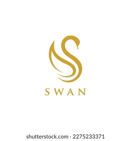 Logotipo de cisne, logotipo de oro, logotipo de animal, colección de logotipos de animales, Elementos para la identidad de marca, plantilla de logotipo de vectores.