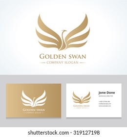 Swan logo,Golden logo, Animal logo,Animal logo collection,Elements for brand identity,Vector Logo template.