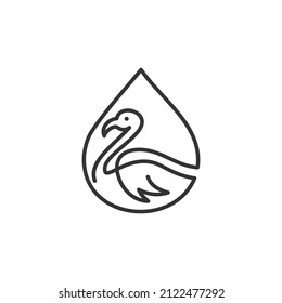 swan logo,goose or duck design vector in trendy and abstract luxury line outline