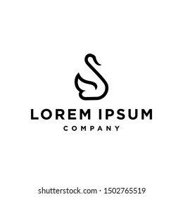 swan logo,goose or duck icon design vector in trendy and abstract luxury line outline style 