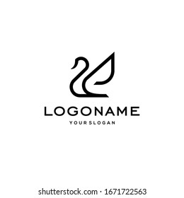 swan logo,goose or duck icon design vector in trendy and abstract luxury line outline style 