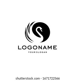 swan logo,goose or duck icon design vector in trendy and abstract luxury line outline style 