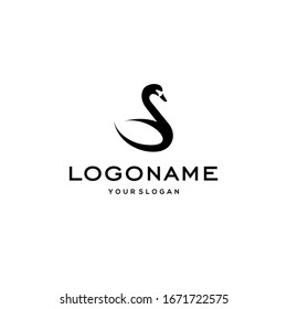 swan logo,goose or duck icon design vector in trendy and abstract luxury line outline style 