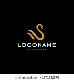 swan logo,goose or duck icon design vector in trendy and abstract luxury line outline style 