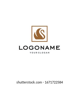 swan logo,goose or duck icon design vector in trendy and abstract luxury line outline style 