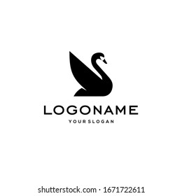 swan logo,goose or duck icon design vector in trendy and abstract luxury line outline style 