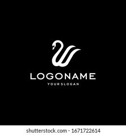 swan logo,goose or duck icon design vector in trendy and abstract luxury line outline style 