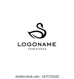 swan logo,goose or duck icon design vector in trendy and abstract luxury line outline style 