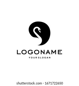 swan logo,goose or duck icon design vector in trendy and abstract luxury line outline style 