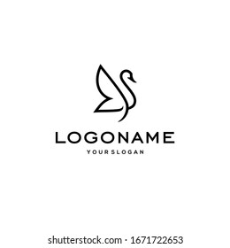 swan logo,goose or duck icon design vector in trendy and abstract luxury line outline style 