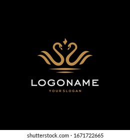 swan logo,goose or duck icon design vector in trendy and abstract luxury line outline style 