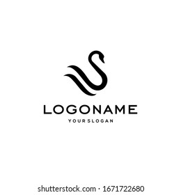 swan logo,goose or duck icon design vector in trendy and abstract luxury line outline style 