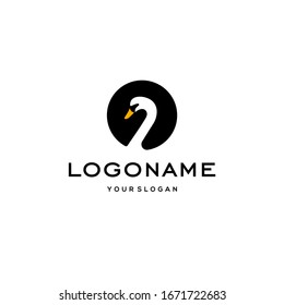 swan logo,goose or duck icon design vector in trendy and abstract luxury line outline style 